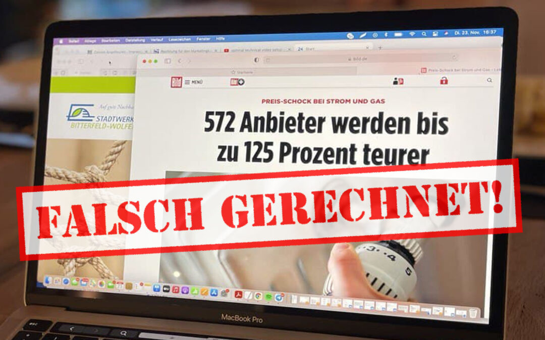 Preisportal rechnet Strom für Bitterfeld-Wolfen falsch